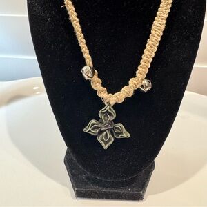 Handcrafted Macrame Hemp Amethyst Flower Necklace